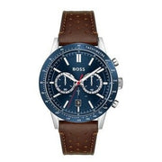  Shop Authentic Hugo Boss Allure Blue Dial Brown Leather Strap Watch for Men - 1513921 - Luxxuri