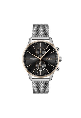  Shop Authentic Hugo Boss Associate Black Dial Silver Mesh Bracelet Watch for Men - 1513805 - Luxxuri