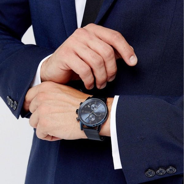  Shop Authentic Hugo Boss Navigator Chronograph Blue Dial Blue Mesh Bracelet Watch for Men - 1513538 - Luxxuri