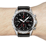  Shop Authentic Hugo Boss Aero Chronograph Black Dial Black Leather Strap Watch for Men - 1513770 - Luxxuri