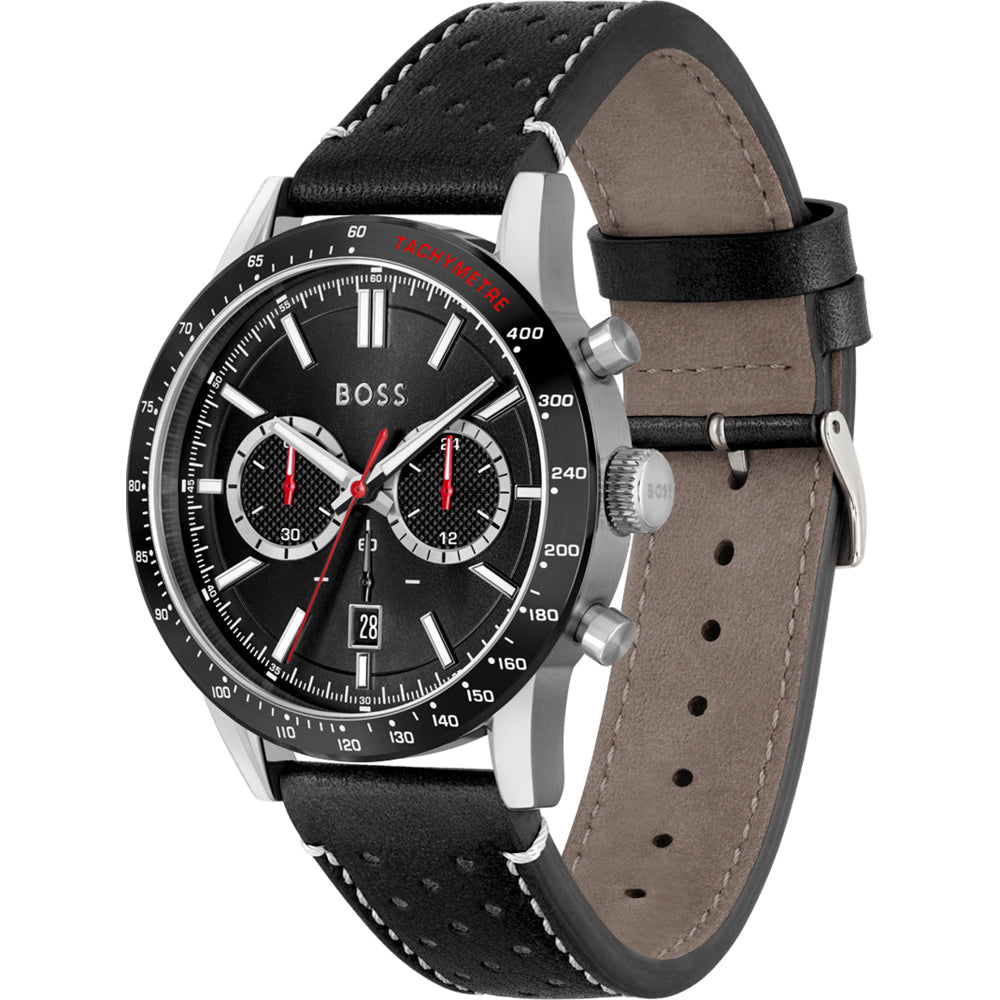  Shop Authentic Hugo Boss Allure Black Dial Black Leather Strap Watch for Men - 1513920 - Luxxuri