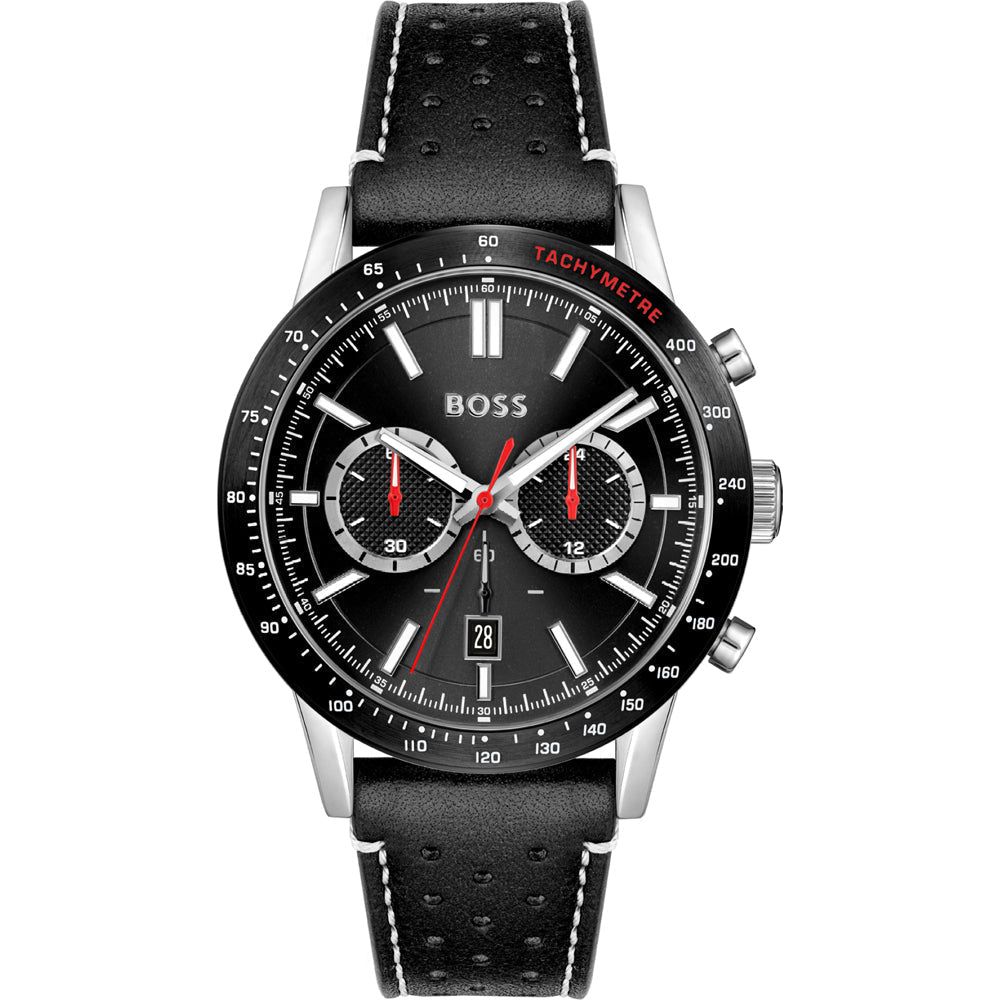  Shop Authentic Hugo Boss Allure Black Dial Black Leather Strap Watch for Men - 1513920 - Luxxuri