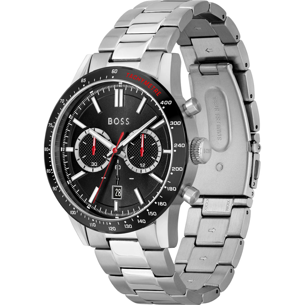  Shop Authentic Hugo Boss Allure Chronograph Black Dial Silver Steel Strap Watch for Men - 1513922 - Luxxuri