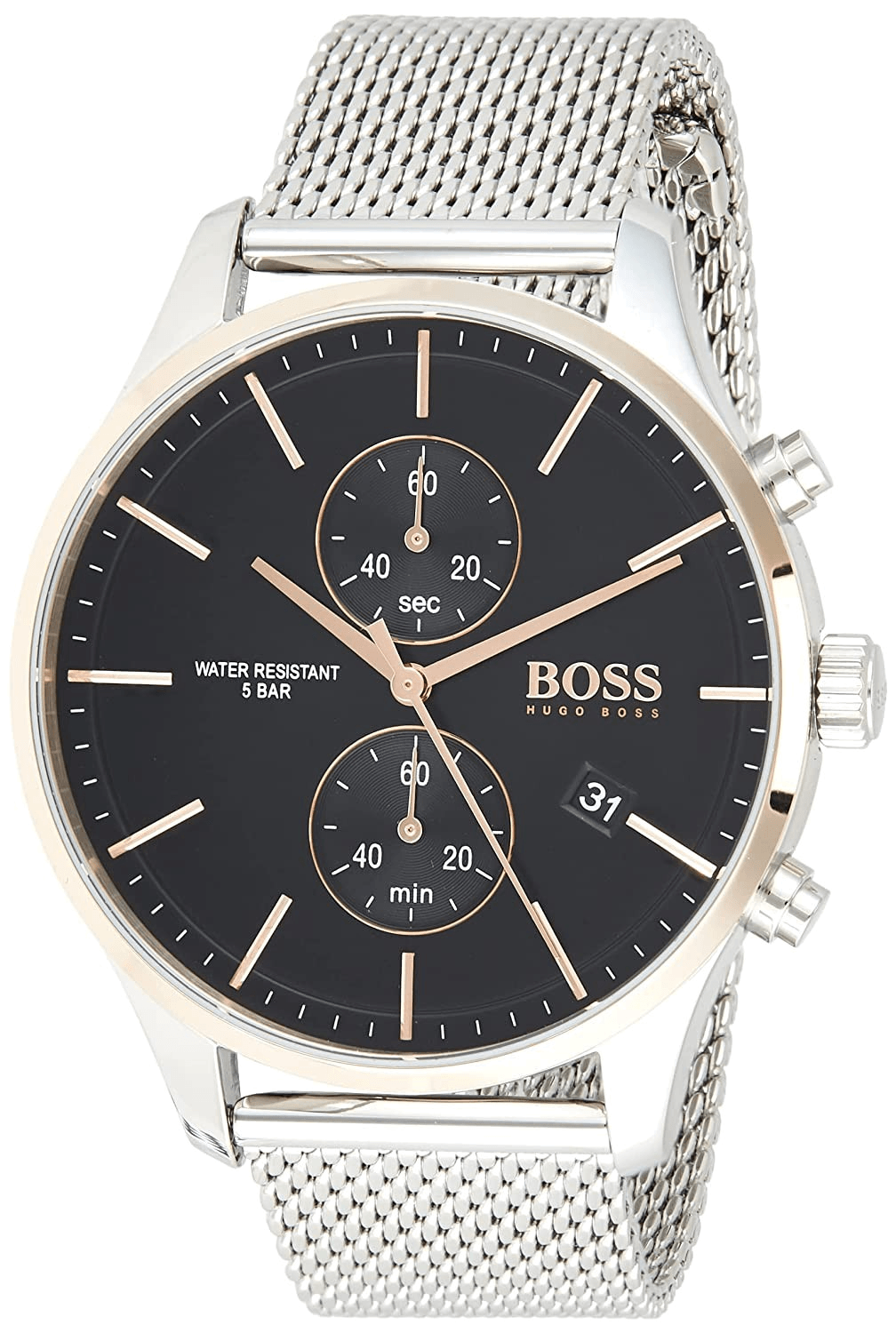  Shop Authentic Hugo Boss Associate Black Dial Silver Mesh Bracelet Watch for Men - 1513805 - Luxxuri