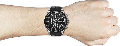  Shop Authentic Hugo Boss Velocity Black Dial Black Leather Strap Watch for Men - 1513716 - Luxxuri