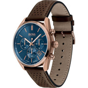  Shop Authentic Hugo Boss Champion Blue Dial Brown Leather Strap Watch for Men - 1513817 - Luxxuri