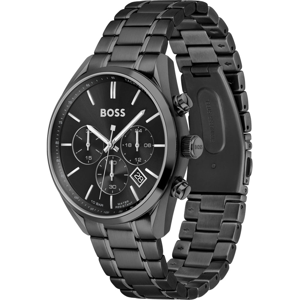  Shop Authentic Hugo Boss Champion Black Dial Black Steel Strap Watch for Men - 1513960 - Luxxuri