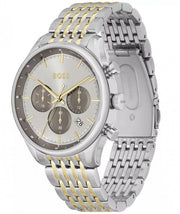  Shop Authentic Hugo Boss Gregor Chronograph Silver Dial Two Tone Steel Strap Watch For Men - 1514053 - Luxxuri