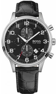 Shop Authentic Hugo Boss Aeroliner Chronograph Quartz Black Dial Black Leather Strap Watch For Men - HB1512448 - Luxxuri