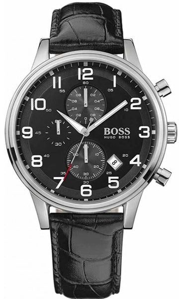  Shop Authentic Hugo Boss Aeroliner Chronograph Quartz Black Dial Black Leather Strap Watch For Men - HB1512448 - Luxxuri