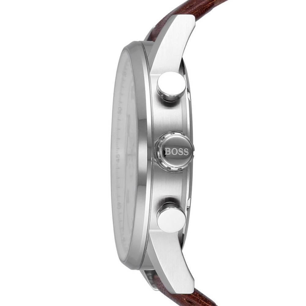  Shop Authentic Hugo Boss Navigator White Dial Brown Leather Strap Watch for Men - 1513495 - Luxxuri