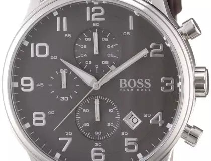  Shop Authentic Hugo Boss Aeroliner Chronograph Quartz Grey Dial Brown Leather Strap Watch For Men - HB1512570 - Luxxuri