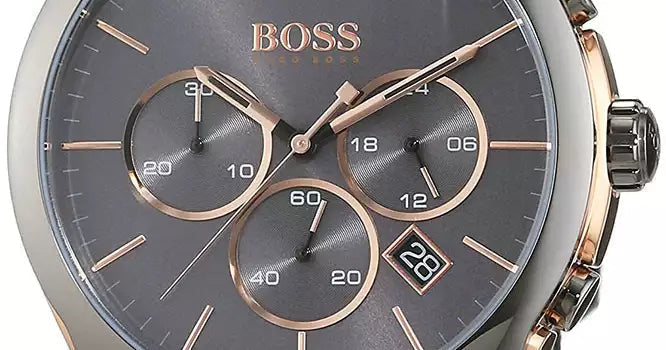  Shop Authentic Hugo Boss Onyx Chronograph Grey Dial Black Leather Strap Watch For Men - HB1513366 - Luxxuri