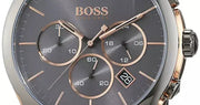  Shop Authentic Hugo Boss Onyx Chronograph Grey Dial Black Leather Strap Watch For Men - HB1513366 - Luxxuri