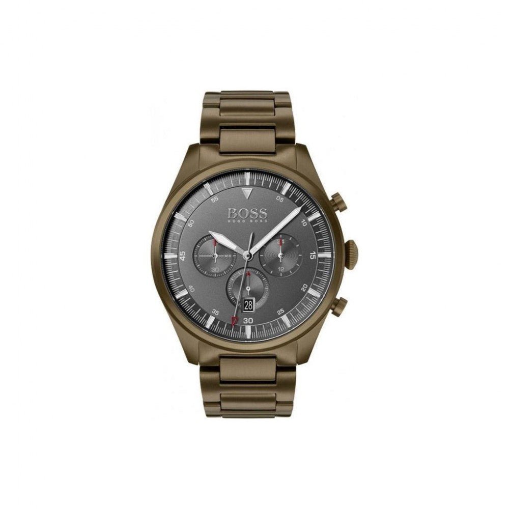  Shop Authentic Hugo Boss Pioneer Quartz Gray Dial Brown Steel Strap Watch for Men - 1513715 - Luxxuri