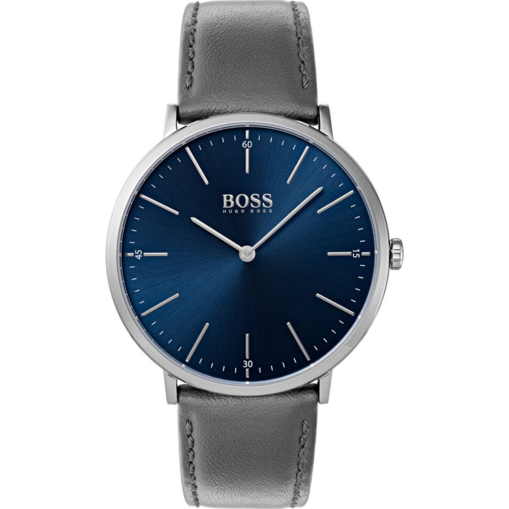  Shop Authentic Hugo Boss Horizon Blue Dial Grey Leather Strap Watch for Men - 1513539 - Luxxuri