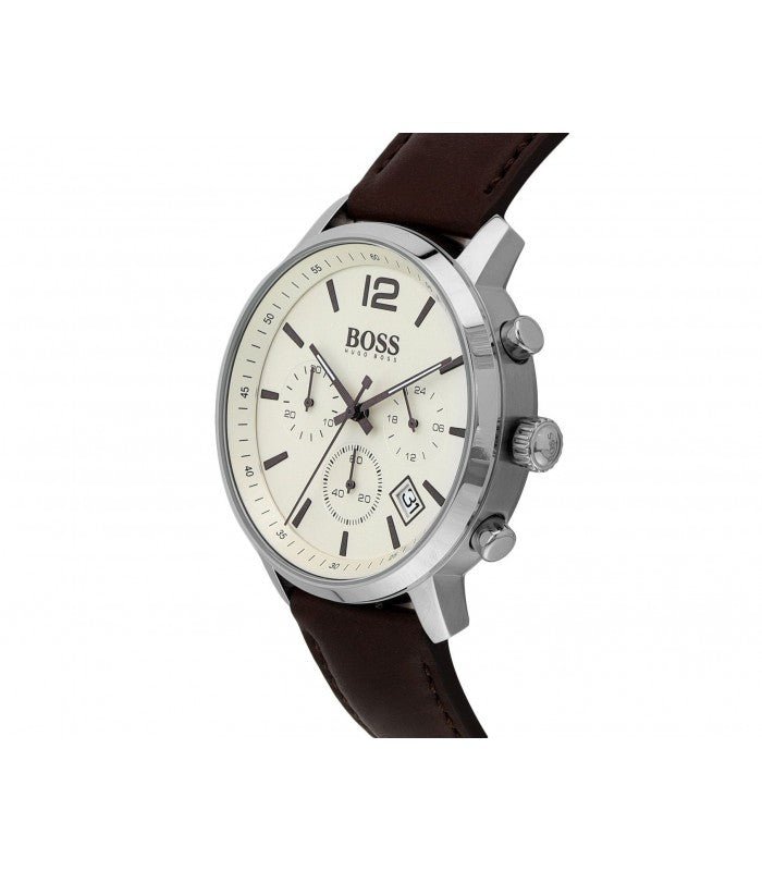  Shop Authentic Hugo Boss Attitude White Dial Brown Leather Strap Watch for Men - 1513609 - Luxxuri