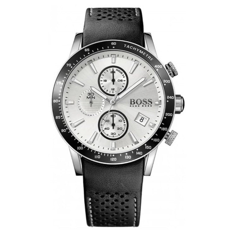  Shop Authentic Hugo Boss Rafale Chronograh Quartz White Dial Black Leather Strap Watch For Men - HB1513403 - Luxxuri