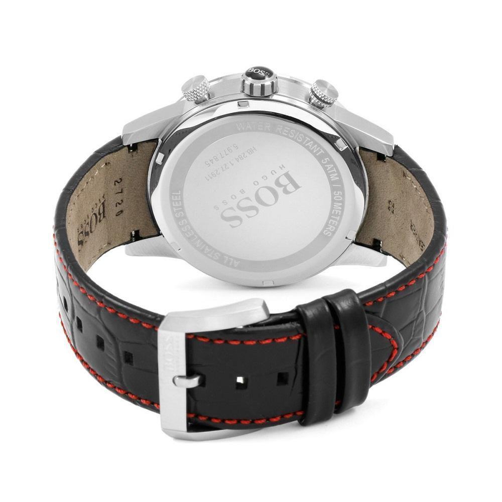  Shop Authentic Hugo Boss Rafale Chronograph Black Dial Black Leather Strap Watch For Men - 1513390 - Luxxuri