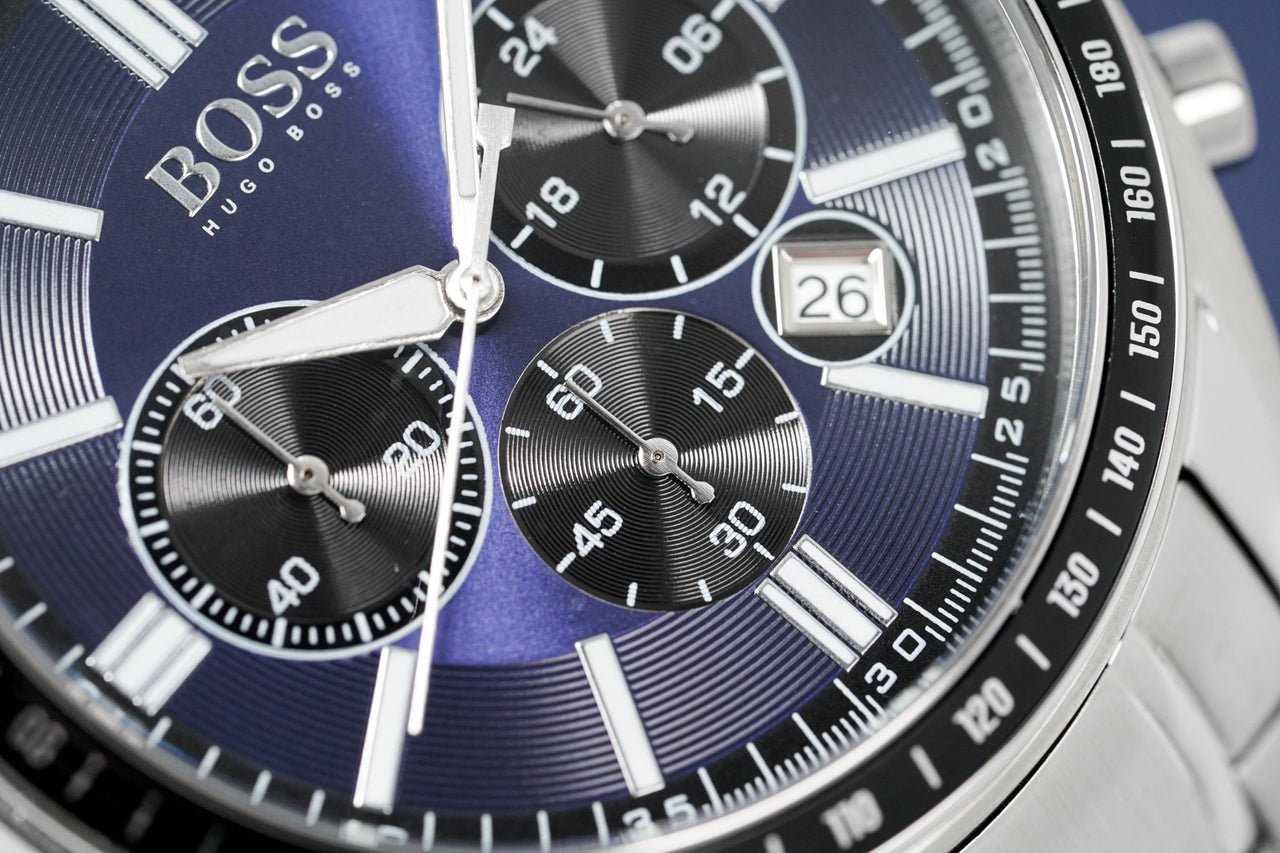  Shop Authentic Hugo Boss Chronograph Driver Blue Dial Silver Steel Strap Watch for Men - 1513081 - Luxxuri