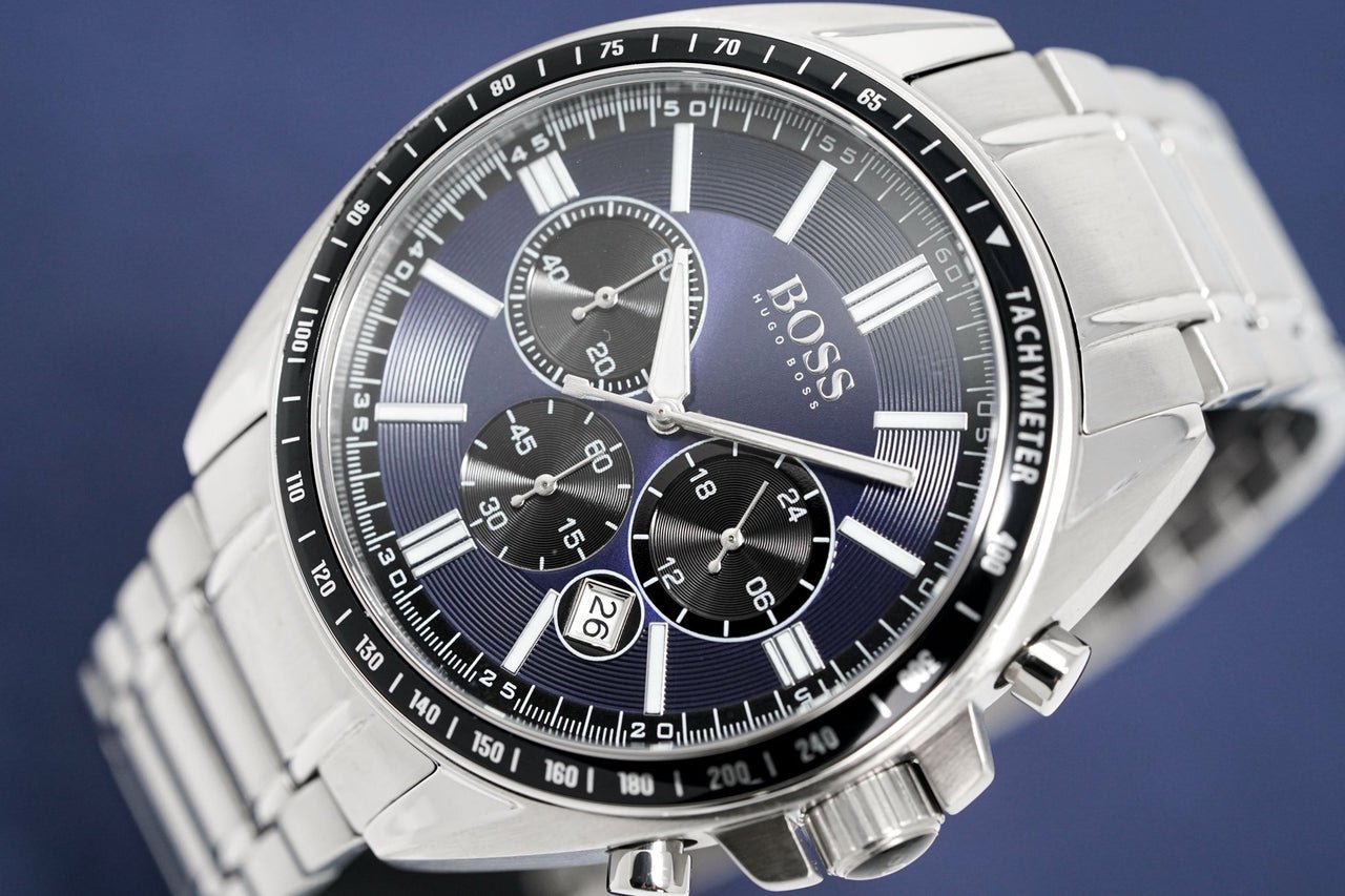  Shop Authentic Hugo Boss Chronograph Driver Blue Dial Silver Steel Strap Watch for Men - 1513081 - Luxxuri