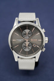  Shop Authentic Hugo Boss Jet Chronograph Grey Dial Silver Mesh Bracelet Watch for Men - 1513440 - Luxxuri