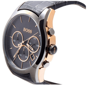  Shop Authentic Hugo Boss Onyx Grey Dial Black Leather Strap Watch for Men - 1513366 - Luxxuri