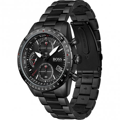  Shop Authentic Hugo Boss Pilot Edition Chronograph Black Dial Black Steel Strap Watch for Men - 1513854 - Luxxuri