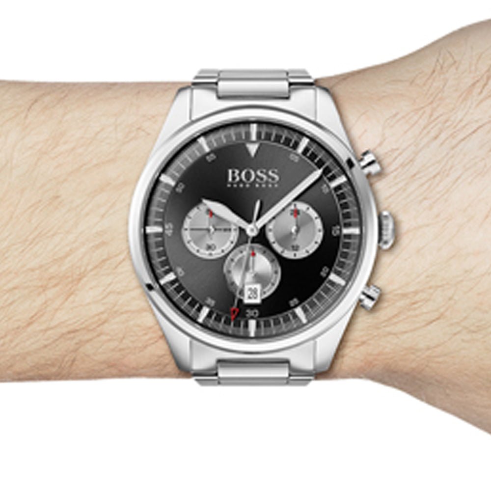  Shop Authentic Hugo Boss Pioneer Black Dial Silver Steel Strap Watch for Men - 1513712 - Luxxuri