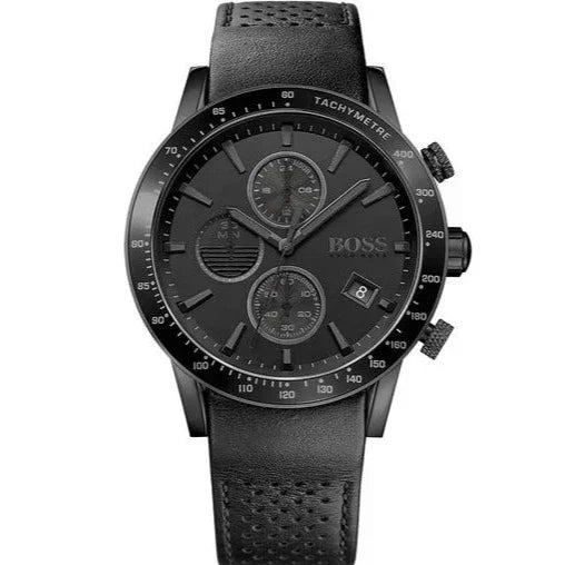  Shop Authentic Hugo Boss Rafale Chronograph Black Dial Black Leather Strap Watch For Men - 1513456 - Luxxuri