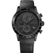  Shop Authentic Hugo Boss Rafale Chronograph Black Dial Black Leather Strap Watch For Men - 1513456 - Luxxuri