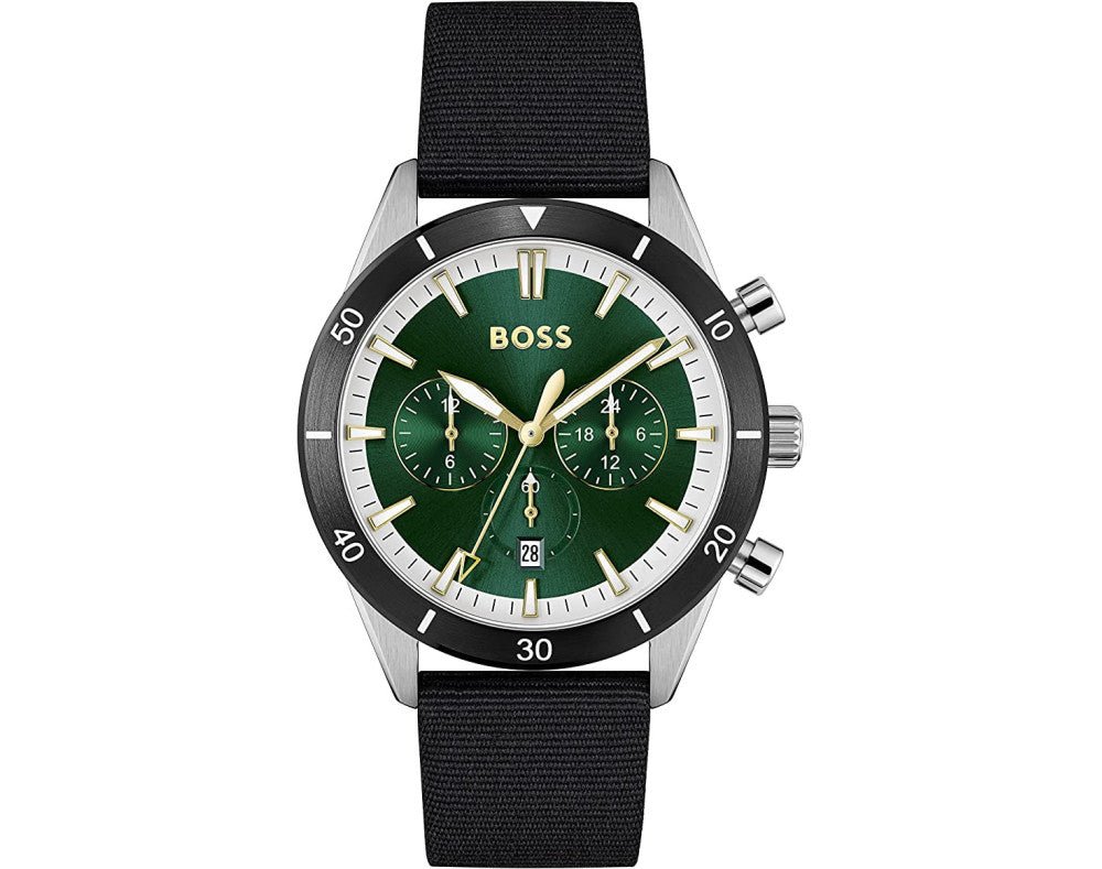  Shop Authentic Hugo Boss Santiago Green Dial Black Nylon Strap Watch for Men - 1513936 - Luxxuri