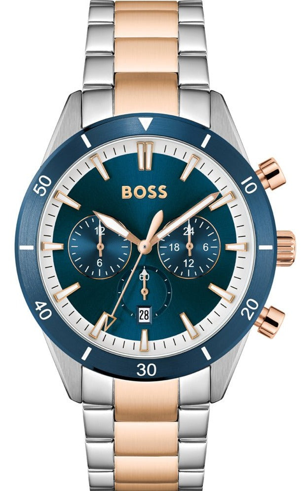  Shop Authentic Hugo Boss Santiago Blue Dial Two Tone Steel Strap Watch for Men - 1513937 - Luxxuri