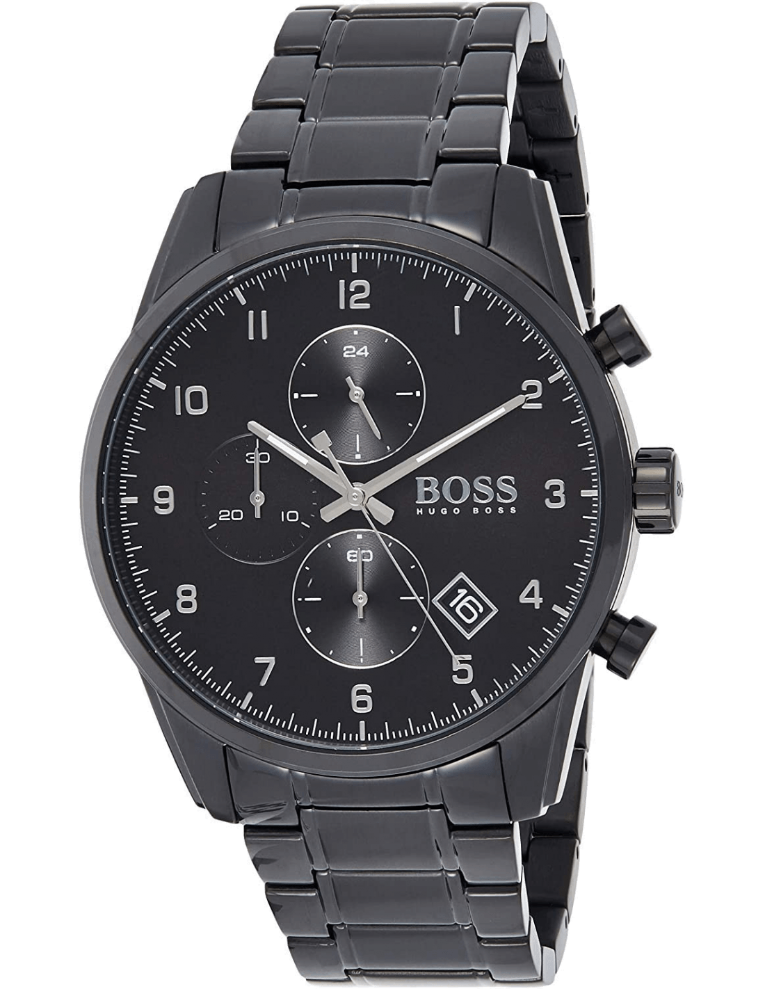  Shop Authentic Hugo Boss Skymaster Chronograph Black Dial Black Steel Strap Watch for Men - 1513785 - Luxxuri