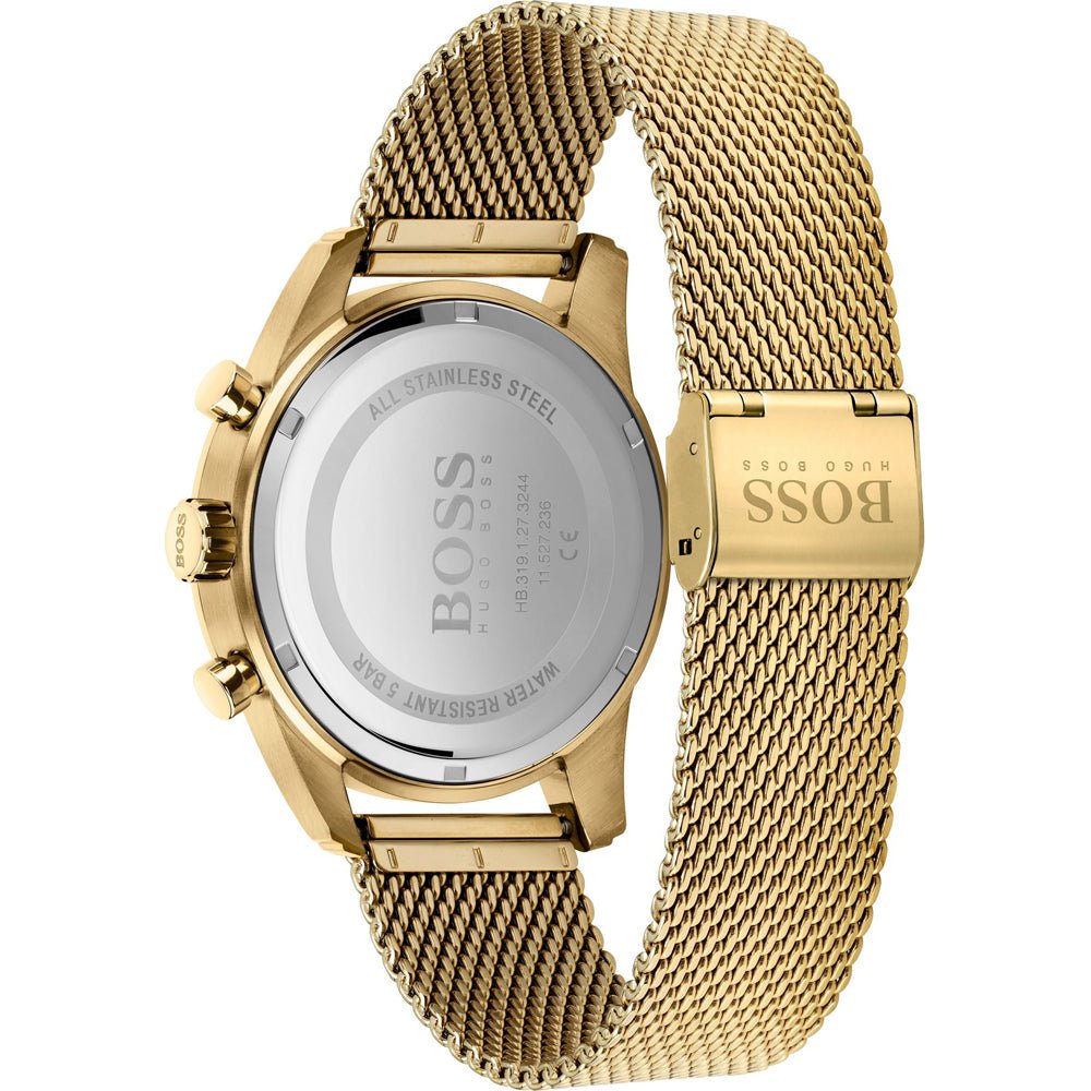  Shop Authentic Hugo Boss Skymaster Black Dial Gold Mesh Bracelet Watch for Men - 1513838 - Luxxuri