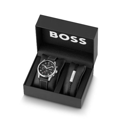  Shop Authentic Hugo Boss Allure Black Dial Black Leather Strap Watch for Men - 1513920 - Luxxuri
