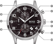  Shop Authentic Hugo Boss Aeroliner Chronograph Black Dial Silver Steel Strap Watch For Men - 1512446 - Luxxuri