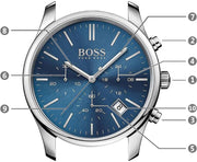  Shop Authentic Hugo Boss Commander Blue Dial Silver Steel Strap Watch for Men - 1513434 - Luxxuri