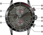  Shop Authentic Hugo Boss Rafale Chronograph Grey Dial Grey Leather Strap Watch For Men - 1513445 - Luxxuri