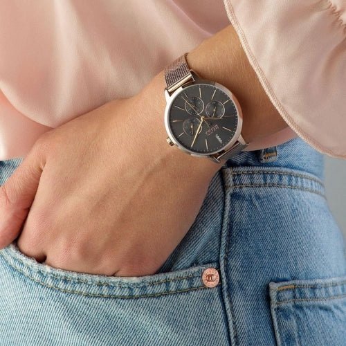  Shop Authentic Hugo Boss Symphony Grey Dial Gold Mesh Bracelet Watch for Women - 1502424 - Luxxuri