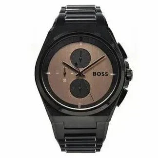  Shop Authentic Hugo Boss Steer Chronograph Brown Dial Black Steel Strap Watch For Men - 1514043 - Luxxuri