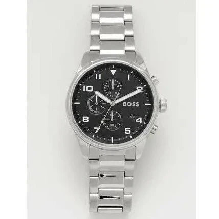  Shop Authentic Hugo Boss View Chronograph Black Dial Silver Steel Strap Watch For Men - 1514008 - Luxxuri