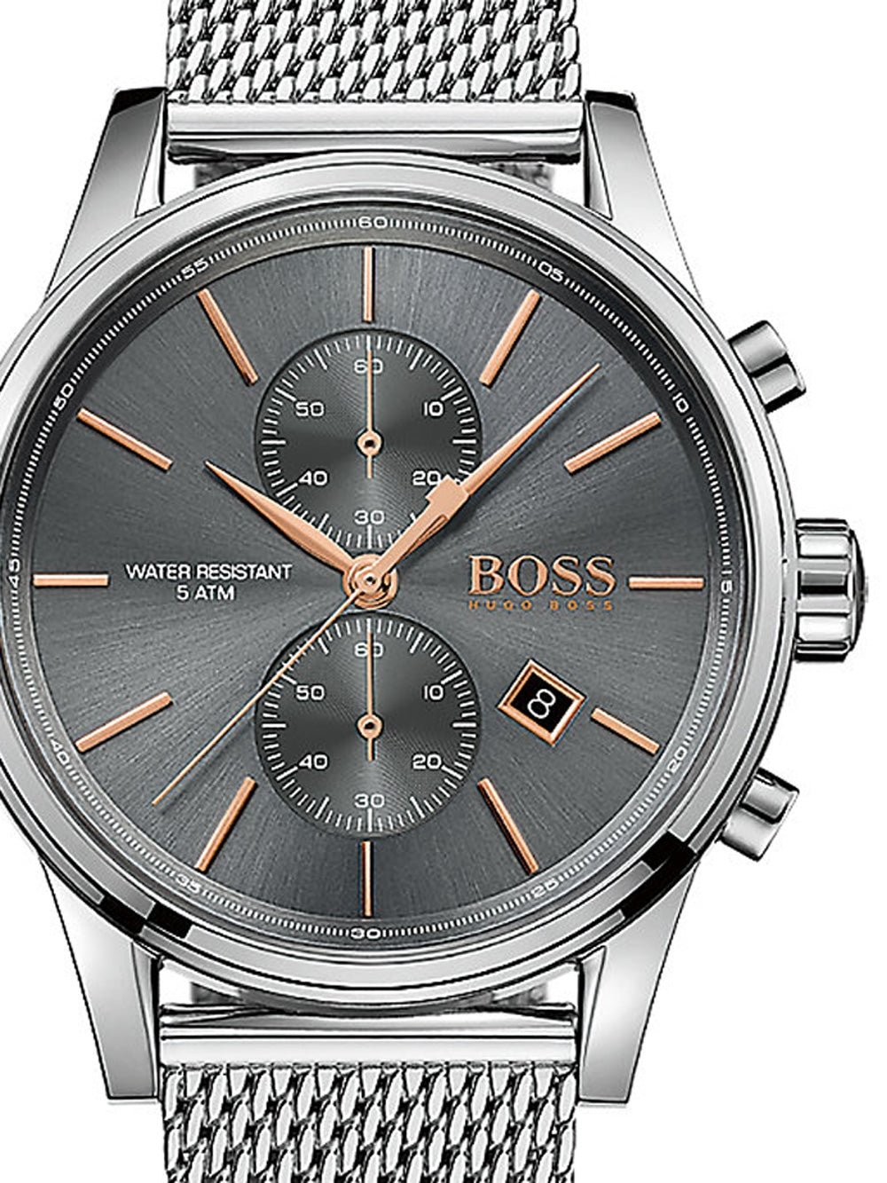  Shop Authentic Hugo Boss Jet Chronograph Grey Dial Silver Mesh Bracelet Watch for Men - 1513440 - Luxxuri