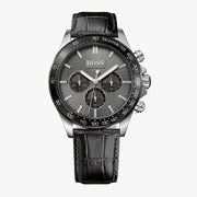  Shop Authentic Hugo Boss Ikon Grey Dial Black Leather Strap Watch for Men - 1513177 - Luxxuri