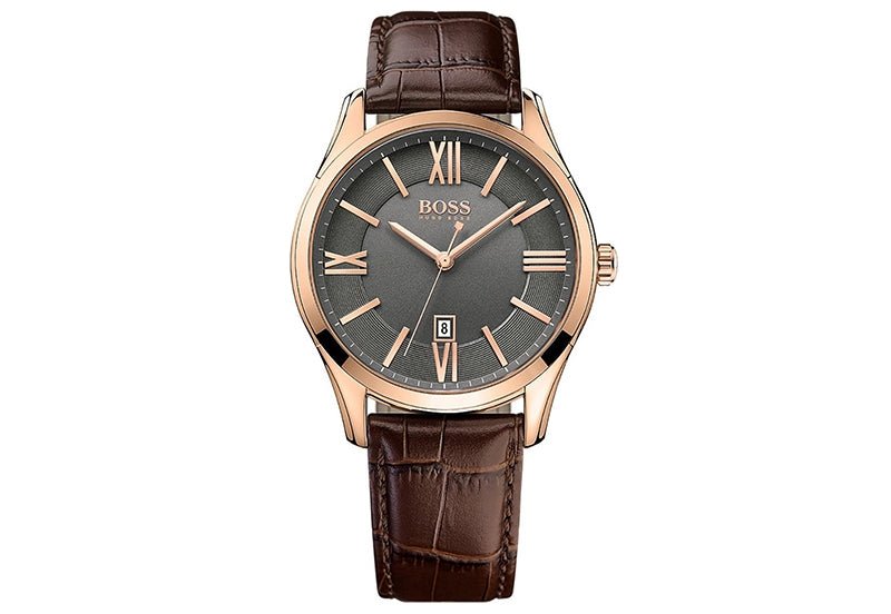  Shop Authentic Hugo Boss Ambassador Grey Dial Brown Leather Strap Watch for Men - 1513387 - Luxxuri