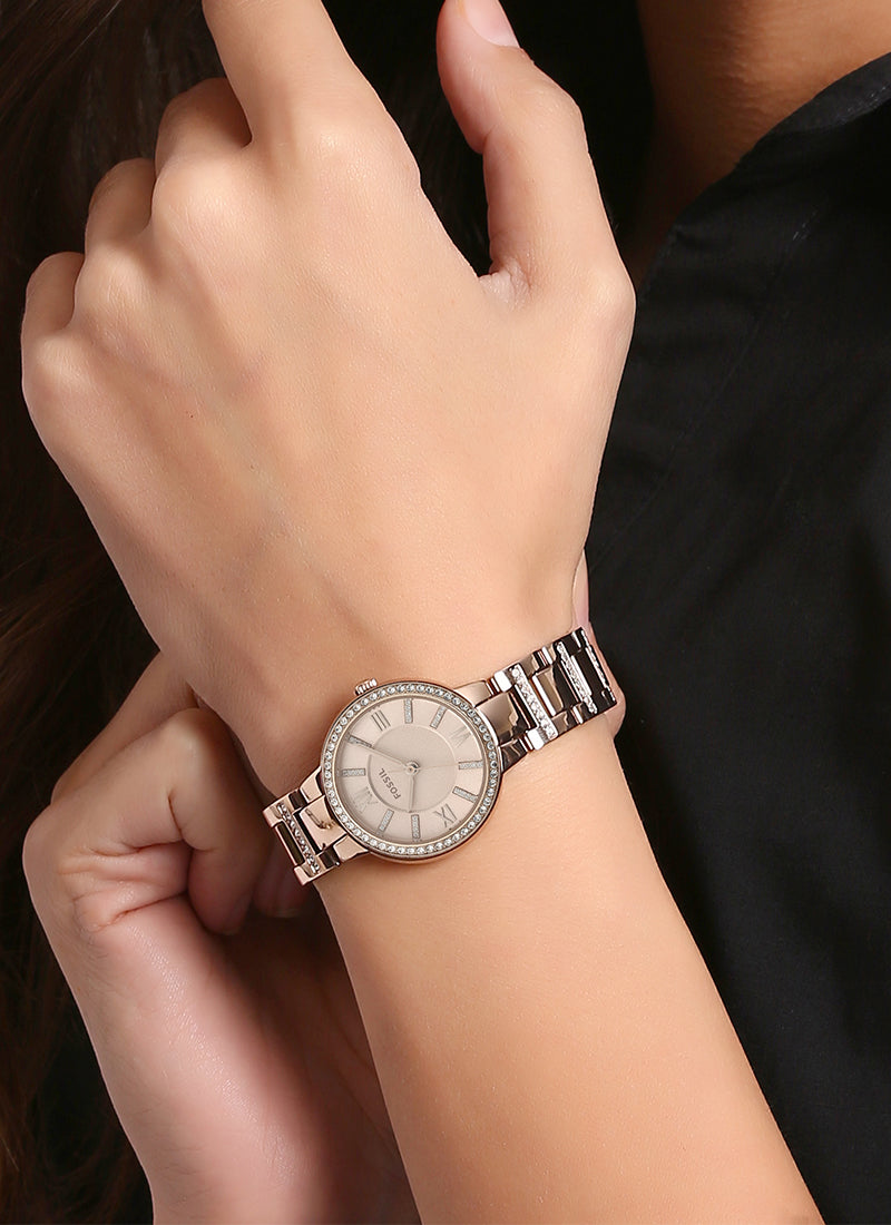  Shop Authentic Fossil Virginia Pink Dial Pink Steel Strap Watch for Women - ES4482 - Luxxuri