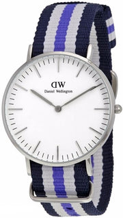  Shop Authentic Daniel Wellington Classic Trinity White Dial Three Tone Nylon Strap Watch For Women - 0609DW - Luxxuri