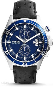  Shop Authentic Fossil Wakefield Chronograph Blue Dial Black Leather Strap Watch for Women - CH2945 - Luxxuri