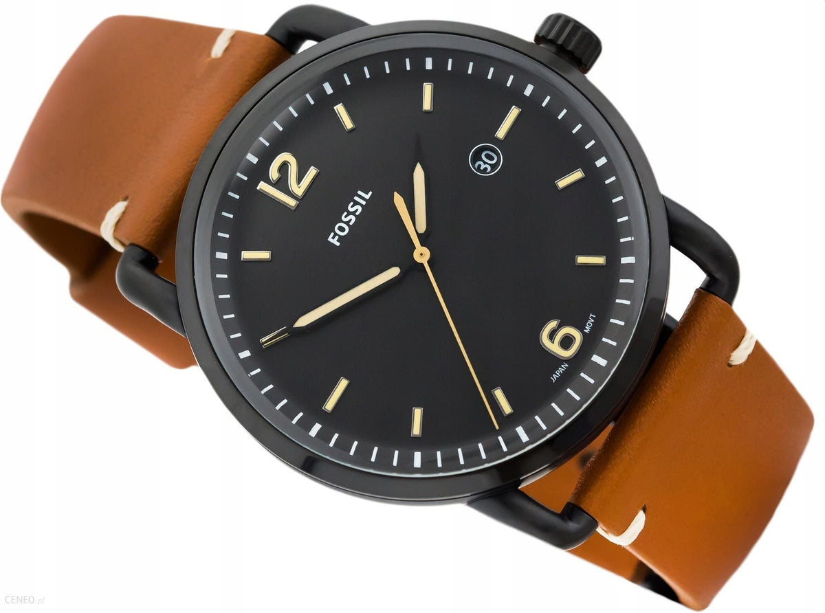  Shop Authentic Fossil Commuter Three Hand Date Black Dial Brown Leather Strap Watch for Men - FS5276 - Luxxuri