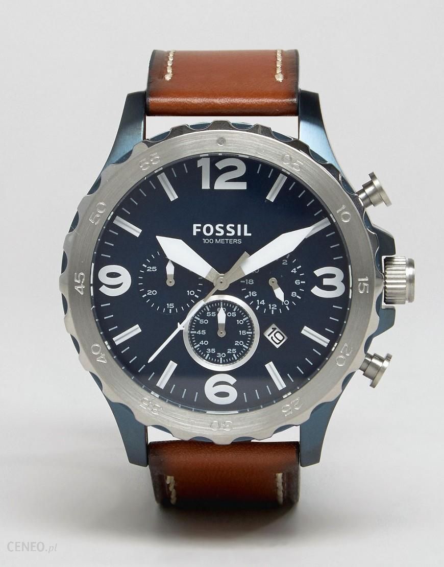  Shop Authentic Fossil Nate Chronograph Navy Blue Dial Brown Leather Strap Watch for Men - JR1504 - Luxxuri